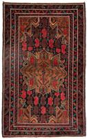 Morgenland Wollteppich Belutsch Blumenmuster Nero 185 x 113 cm, rechteckig, 0,8 mm Höhe, Handgeknüpft