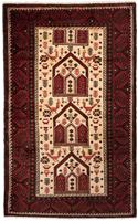 Morgenland Wollteppich Shiraz Figurativ Beige 198 x 121 cm, rechteckig, 1 mm Höhe, Handgeknüpft