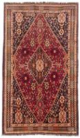 Morgenland Wollteppich Shiraz Medaillon Rosso 280 x 165 cm, rechteckig, 1 mm Höhe, Unikat mit Zertifikat