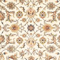 Morgenland Wollteppich Kaschmar Blumenmuster Beige 305 x 200 cm, rechteckig, 1 mm Höhe, Unikat mit Zertifikat
