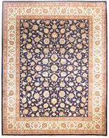 Morgenland Wollteppich Maschad Durchgemustert Blu scuro 394 x 296 cm, rechteckig, 1 mm Höhe, Unikat mit Zertifikat