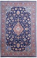 Morgenland Wollteppich Sarough Medaillon Blu scuro 300 x 193 cm, rechteckig, 1 mm Höhe, Unikat mit Zertifikat