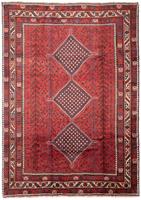 Morgenland Wollteppich Shiraz Medaillon Rosso 310 x 215 cm, rechteckig, 1 mm Höhe, Unikat mit Zertifikat