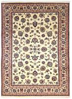 Morgenland Wollteppich Maschad Durchgemustert Beige 344 x 240 cm, rechteckig, 1 mm Höhe, Unikat mit Zertifikat