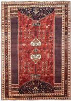Morgenland Wollteppich Hamadan Medaillon 230 x 151 cm, rechteckig, 1 mm Höhe, Unikat mit Zertifikat