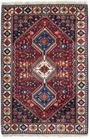 Morgenland Wollteppich Yalameh Medaillon Blu scuro 152 x 97 cm, rechteckig, 1 mm Höhe, Handgeknüpft