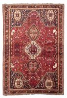 Morgenland Wollteppich Shiraz Medaillon Rosso 260 x 180 cm, rechteckig, 1 mm Höhe, Unikat mit Zertifikat
