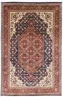 Morgenland Wollteppich Sarough Medaillon Blu scuro 298 x 198 cm, rechteckig, 1 mm Höhe, Unikat mit Zertifikat