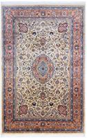 Morgenland Wollteppich Sarough Medaillon Beige 299 x 200 cm, rechteckig, 1 mm Höhe, Unikat mit Zertifikat