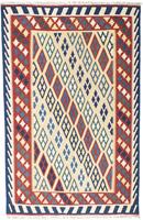 Morgenland Wollteppich Kelim Fars Durchgemustert Beige 206 x 156 cm, rechteckig, 0,4 mm Höhe, OrientOptik