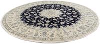 Morgenland Wollteppich Nain - 9la Blumenmuster Blu scuro 90 x 60 cm, rechteckig, 0,6 mm Höhe, Handgeknüpft