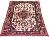Morgenland Wollteppich Touiserkan Medaillon Blu scuro 135 x 76 cm, rechteckig, 1 mm Höhe, Handgeknüpft