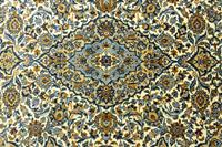 Morgenland Wollteppich Keshan Medaillon Beige 210 x 143 cm, rechteckig, 1 mm Höhe, Unikat mit Zertifikat