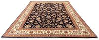Morgenland Wollteppich Kaschmar Blumenmuster Blu scuro 341 x 250 cm, rechteckig, 1 mm Höhe, Unikat mit Zertifikat
