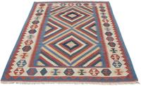 Morgenland Wollteppich Kelim Fars Durchgemustert 174 x 115 cm, rechteckig, 0,4 mm Höhe, Wendeteppich