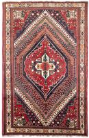 Morgenland Wollteppich Shiraz Medaillon Rosso 305 x 200 cm, rechteckig, 1 mm Höhe, Unikat mit Zertifikat