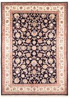 Morgenland Wollteppich Maschad Blumenmuster Blu scuro 345 x 248 cm, rechteckig, 1 mm Höhe, Unikat mit Zertifikat
