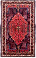 Morgenland Wollteppich Hamadan Medaillon 225 x 160 cm, rechteckig, 1 mm Höhe, Unikat mit Zertifikat