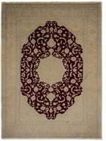 Morgenland Wollteppich Nain Medaillon Rosso scuro 300 x 300 cm, rund, 1 mm Höhe, Unikat mit Zertifikat