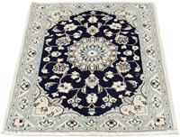 Morgenland Wollteppich Yalameh Medaillon Blu scuro 151 x 102 cm, rechteckig, 1 mm Höhe, Handgeknüpft