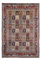 Morgenland Wollteppich Moud Figurativ Blu chiaro 196 x 148 cm, rechteckig, 1 mm Höhe, Unikat mit Zertifikat