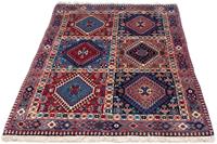 Morgenland Wollteppich Yalameh Felder Blu scuro 154 x 102 cm, rechteckig, 1 mm Höhe, Handgeknüpft