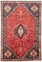 Morgenland Wollteppich Shiraz Medaillon Rosso 302 x 207 cm, rechteckig, 1 mm Höhe, Unikat mit Zertifikat