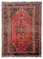 Morgenland Wollteppich Shiraz Medaillon Rosso 300 x 220 cm, rechteckig, 1 mm Höhe, Unikat mit Zertifikat