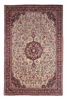 Morgenland Wollteppich Kaschmar Blumenmuster Blu scuro 350 x 251 cm, rechteckig, 1 mm Höhe, Unikat mit Zertifikat