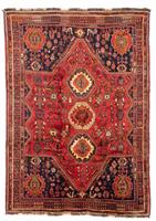 Morgenland Wollteppich Shiraz Medaillon Rosso 260 x 193 cm, rechteckig, 1 mm Höhe, Unikat mit Zertifikat