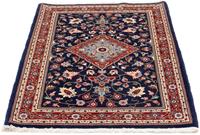 Morgenland Wollteppich Ghom Blumenmuster Blu 100 x 68 cm, rechteckig, 1 mm Höhe, Handgeknüpft