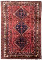 Morgenland Wollteppich Shiraz Medaillon Rosso 287 x 201 cm, rechteckig, 1 mm Höhe, Unikat mit Zertifikat