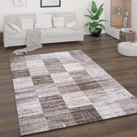 PACO HOME Teppich Wohnzimmer Kurzflor Vintage Stil Modernes Geometrisch Braun Beige Creme 160x220 cm