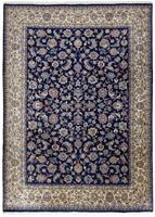 Morgenland Wollteppich Maschad Durchgemustert Blu scuro 352 x 246 cm, rechteckig, 1 mm Höhe, Unikat mit Zertifikat