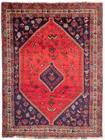 Morgenland Wollteppich Shiraz Medaillon Rosso 277 x 210 cm, rechteckig, 1 mm Höhe, Unikat mit Zertifikat