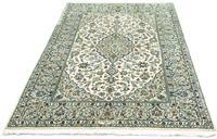 Morgenland Wollteppich Keshan Medaillon Beige 185 x 120 cm, rechteckig, 1 mm Höhe, Unikat mit Zertifikat