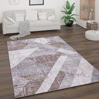 PACO HOME Teppich Wohnzimmer Kurzflor Vintage Abstrakt Geometrisch Rauten Braun Grau Creme 160x220 cm