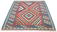 Morgenland Wollteppich Kelim Fars Durchgemustert 172 x 125 cm, rechteckig, 0,4 mm Höhe, Wendeteppich