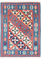 Morgenland Wollteppich Kelim Fars Durchgemustert Rosso 173 x 125 cm, rechteckig, 0,4 mm Höhe, OrientOptik