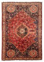 Morgenland Wollteppich Shiraz Medaillon Rosso 294 x 202 cm, rechteckig, 1 mm Höhe, Unikat mit Zertifikat