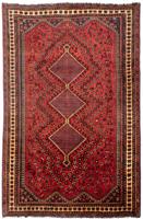 Morgenland Wollteppich Shiraz Medaillon Rosso 290 x 205 cm, rechteckig, 1 mm Höhe, Unikat mit Zertifikat