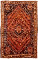 Morgenland Wollteppich Shiraz Medaillon 275 x 175 cm, rechteckig, 0,1 mm Höhe, Unikat mit Zertifikat