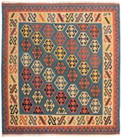 Morgenland Wollteppich Kelim Fars Durchgemustert 178 x 123 cm, rechteckig, 0,4 mm Höhe, Wendeteppich