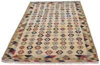 Morgenland Wollteppich Kelim Fars Medaillon 187 x 152 cm, rechteckig, 0,4 mm Höhe, Wendeteppich