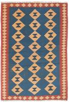 Morgenland Wollteppich Kelim Fars Medaillon 150 x 97 cm, rechteckig, 0,4 mm Höhe, Wendeteppich