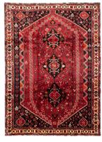 Morgenland Wollteppich Shiraz Medaillon Rosso scuro 320 x 230 cm, rechteckig, 1 mm Höhe, Unikat mit Zertifikat