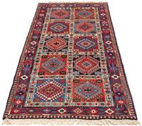 Morgenland Wollteppich Yalameh Felder Blu scuro 152 x 102 cm, rechteckig, 1 mm Höhe, Handgeknüpft