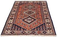 Morgenland Wollteppich Yalameh Felder Blu scuro 166 x 103 cm, rechteckig, 1 mm Höhe, Handgeknüpft