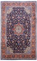 Morgenland Wollteppich Sarough Medaillon Blu scuro 315 x 200 cm, rechteckig, 1 mm Höhe, Unikat mit Zertifikat