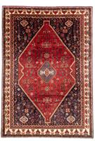 Morgenland Wollteppich Shiraz Medaillon Rosso scuro 312 x 216 cm, rechteckig, 1 mm Höhe, Unikat mit Zertifikat